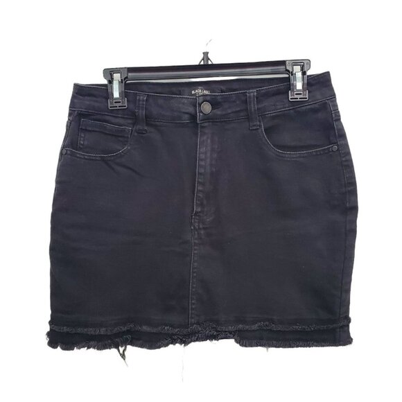 C'est Toi Black Label Women's Black Frayed‎ Hem Denim Mini Skirt Size L - Picture 1 of 7